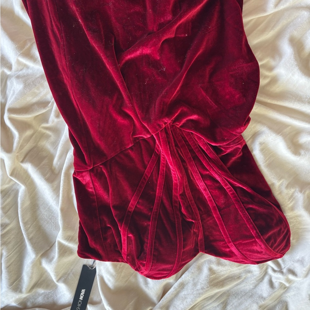Elegant Red Velvet Dress